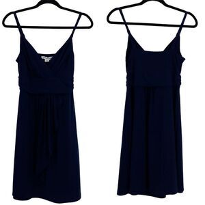 Tommy Bahama Slip Dress Sleeveless Surplice Empire Mock Wrap‎ Knee Navy Sz S